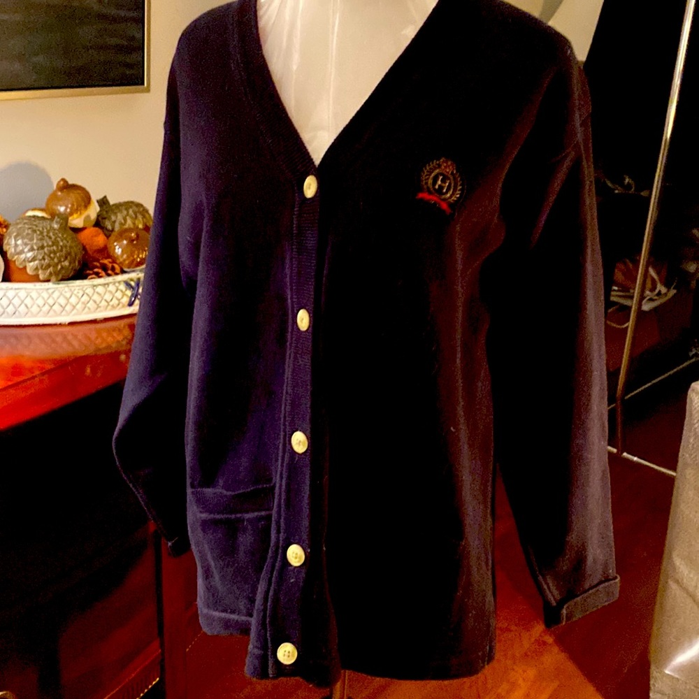 Tommy Hilfiger button down sweater. Size Medium Blue.